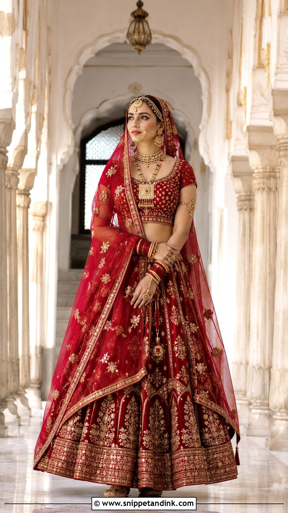 Crimson Gota Patti Rajput Bridal Poshak - Snippet and Ink - 20 Royal Rajput Bride Ideas
