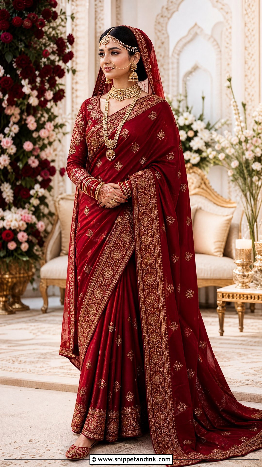 Crimson Pakistani Bridal Saree - Snippet and Ink - 20 Pakistani Bridal Wedding Dresses