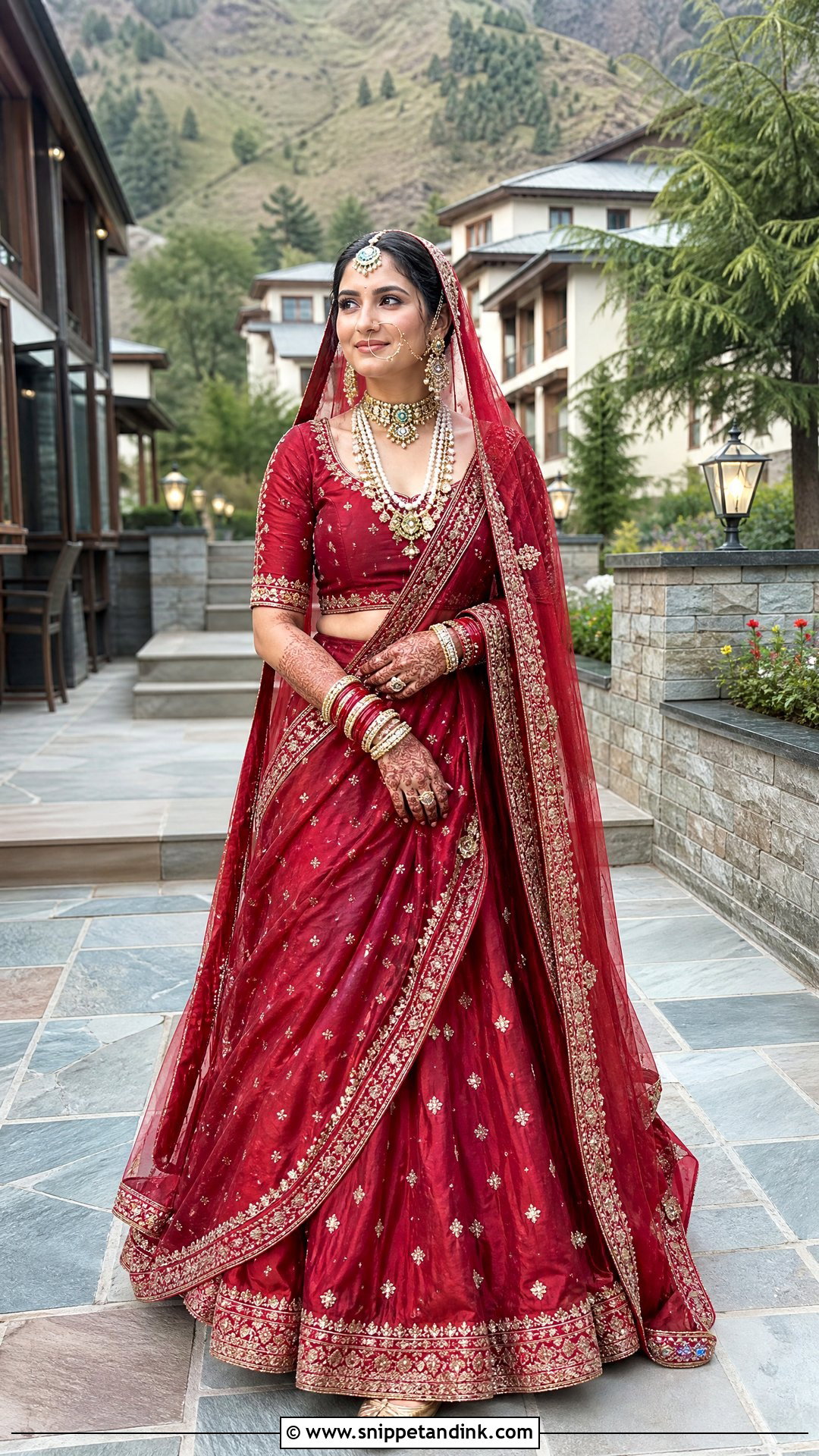 Crimson Raw Silk Garhwali Bride Lehenga - Snippet and Ink - 25 Garhwali Bride Ideas