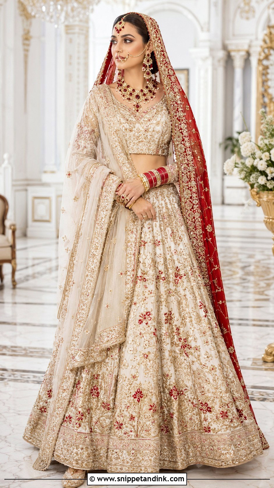 Crimson Red Double Dupatta Barat Lehnga - Snippet and Ink - 20 Barat Lehnga Pakistani Bridal Ideas