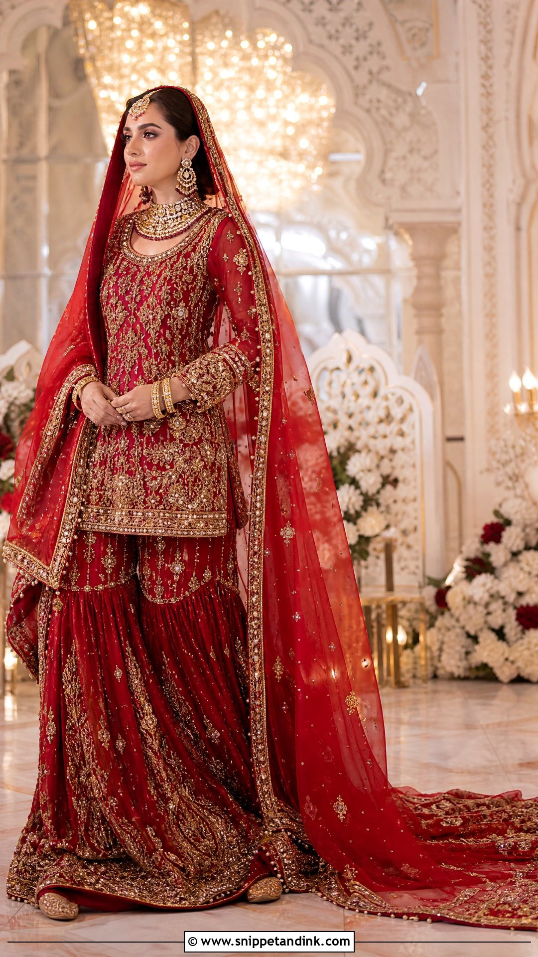 Crimson Red Farshi Garara Bridal Dress - Snippet and Ink - 20 Red Garara Dress Pakistani Bridal Ideas