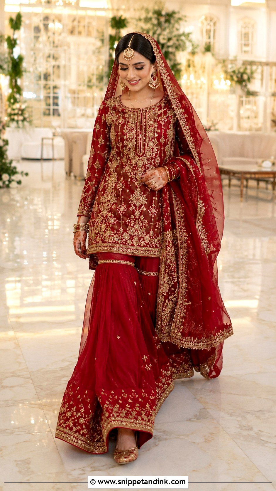 Crimson Sharara Barat Dress - Snippet and Ink - 20 Barat Wedding Dress Ideas