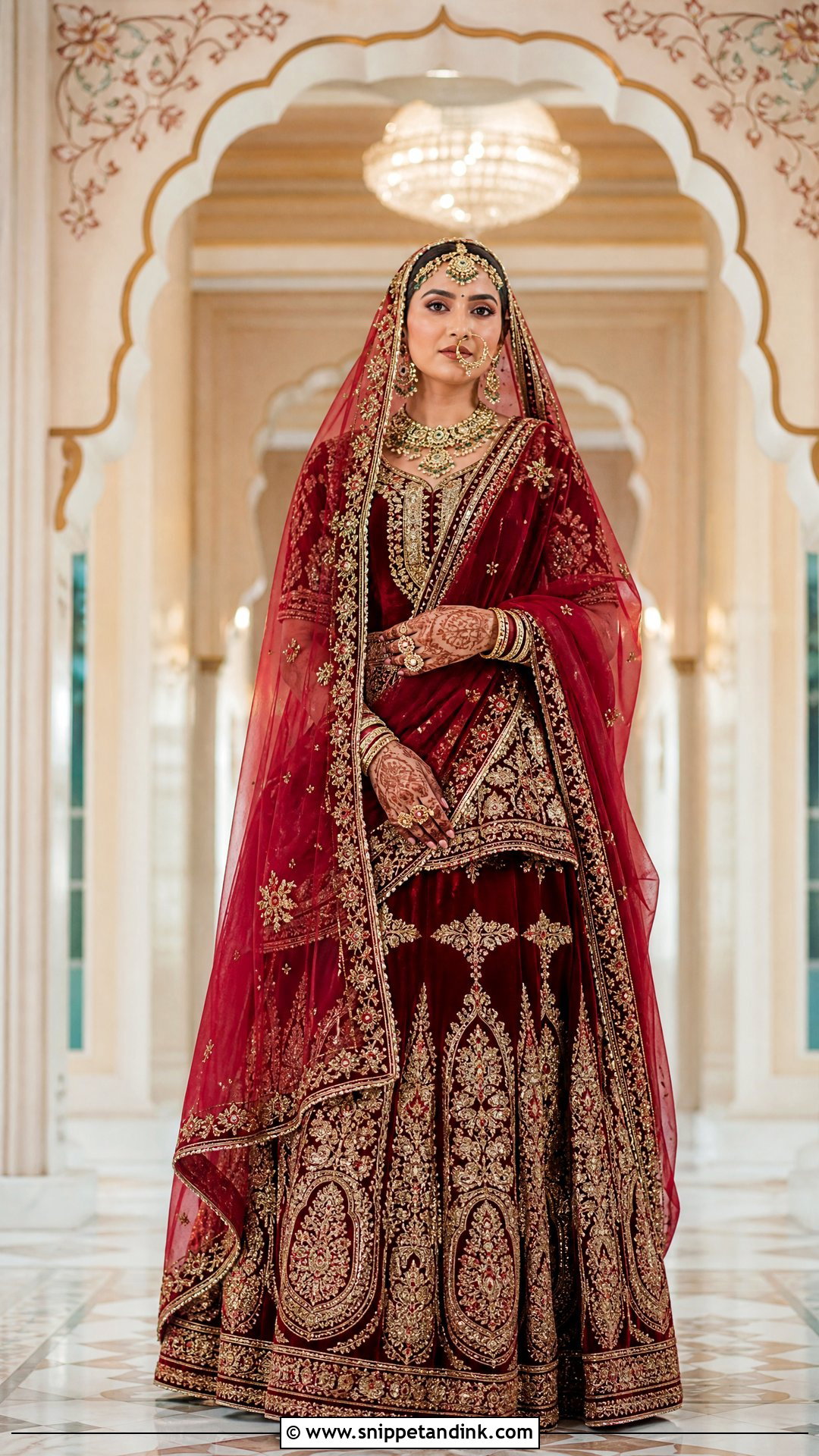 Crimson Velvet Rajputani Bridal Poshak - Snippet and Ink - 20 Rajputani Poshak for Bride Ideas