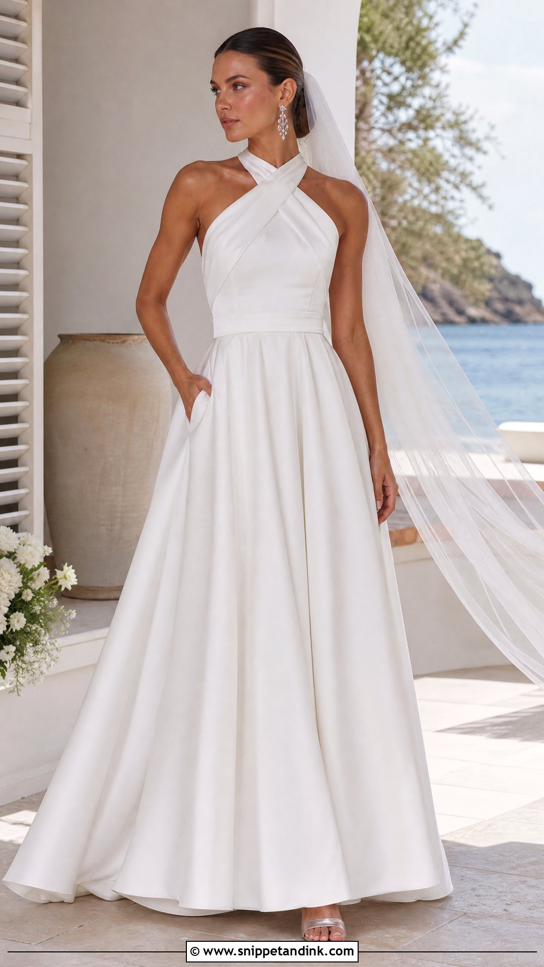 Crisscross Halter A Line Wedding Dress - Snippet and Ink - 20 Strap Wedding Dress Ideas