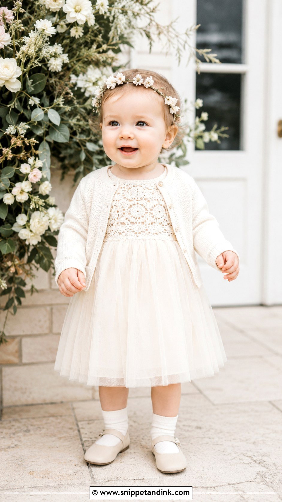 Crochet Bodice Tulle Wedding Baby Dress - Snippet and Ink - 20 Baby Dresses for Wedding