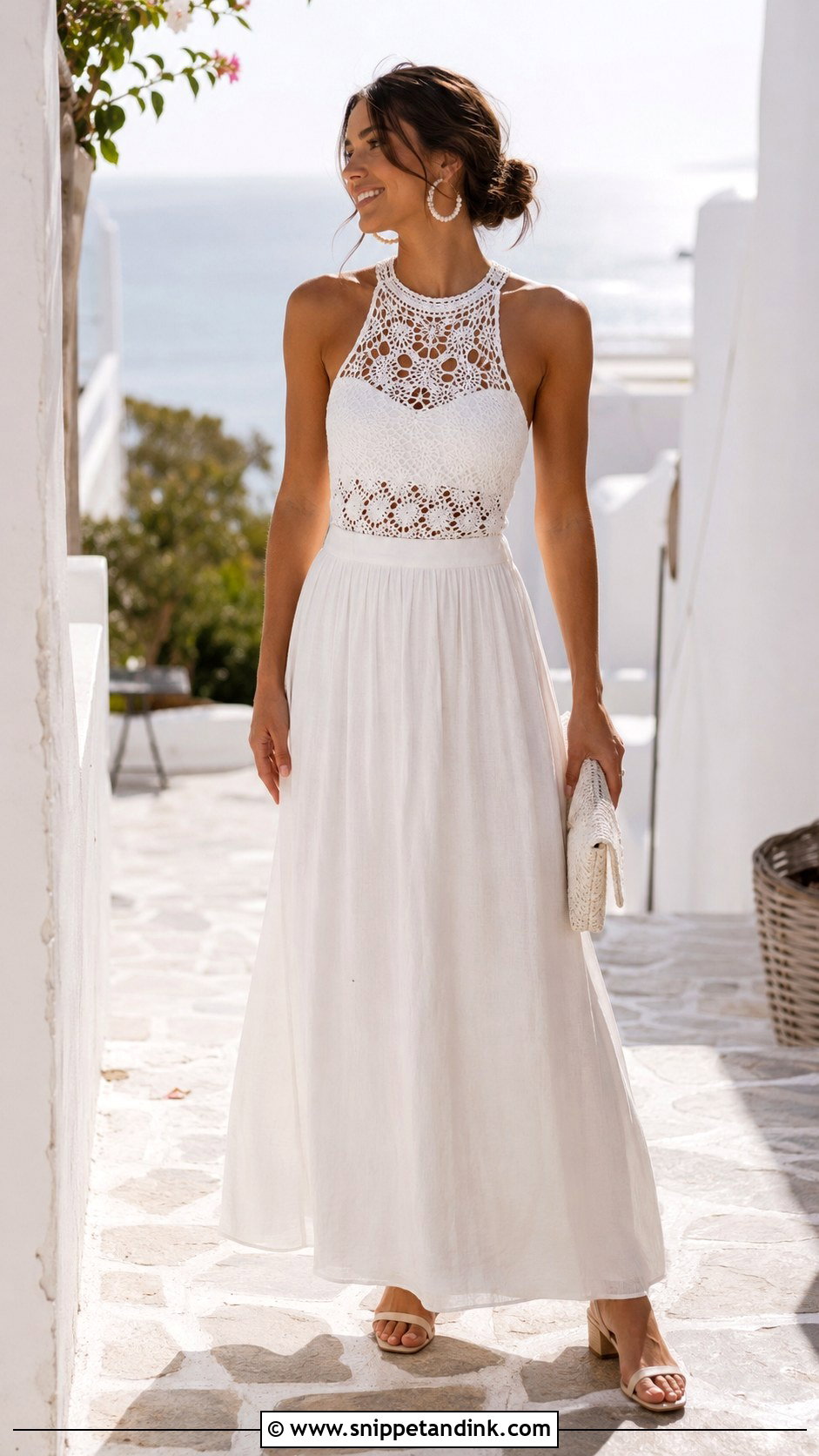Crochet Bridal Top With Linen Maxi Skirt - Snippet and Ink - 20 Bride Top Ideas