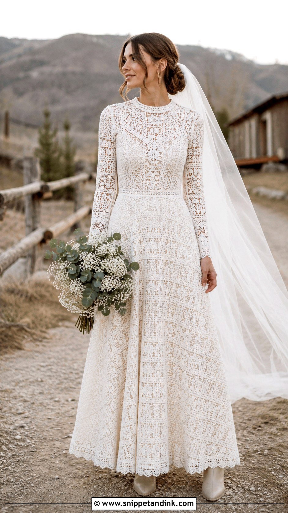 Crochet Lace Boho Modest Wedding Dress - Snippet and Ink - 20 Boho Modest Wedding Dress Ideas