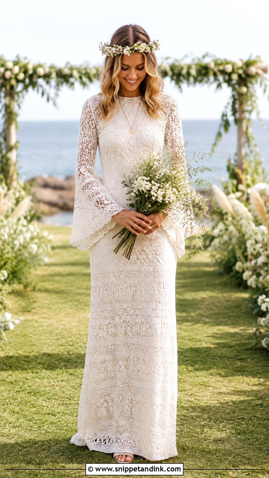 Crochet Lace Maxi 60s Wedding Dress - Snippet and Ink - 20 60s Wedding Dresses