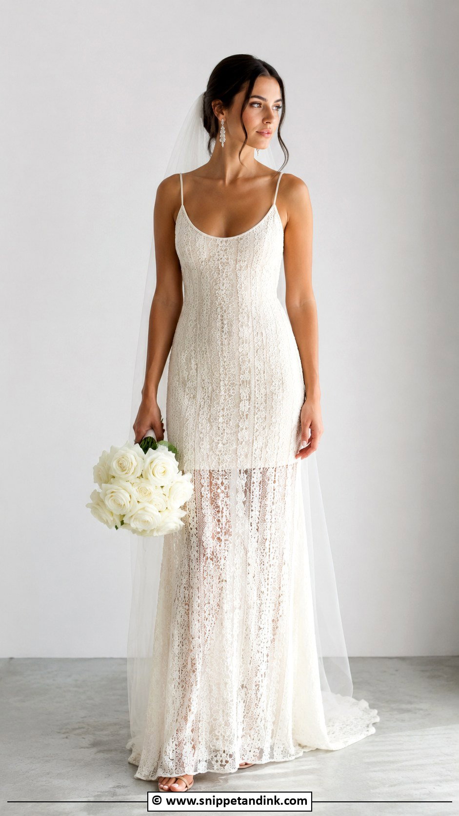 Crochet Slip Wedding Dress With Sheer Overlay - Snippet and Ink - 30 Crochet Wedding Dress Ideas