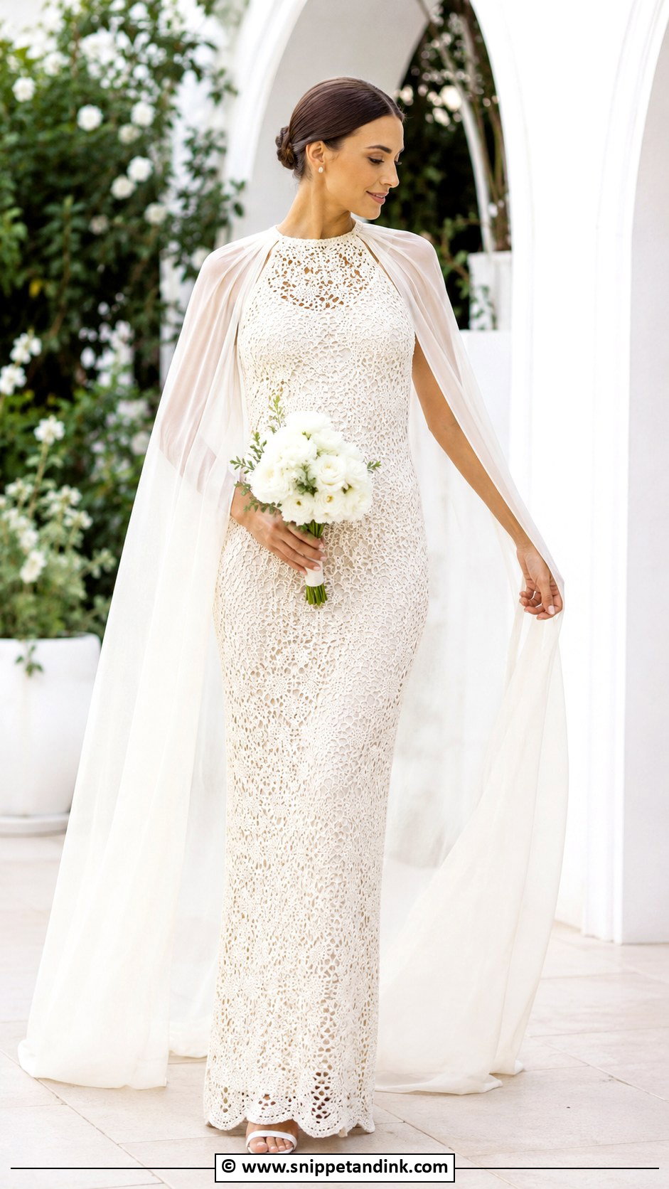 Crochet Wedding Dress With Cape - Snippet and Ink - 30 Crochet Wedding Dress Ideas