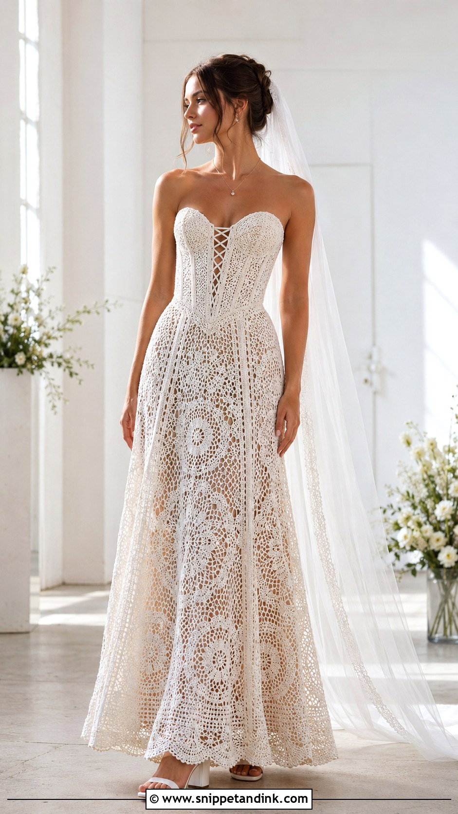 Crochet Wedding Dress With Corset Bodice - Snippet and Ink - 20 DIY Crochet Wedding Dress Ideas