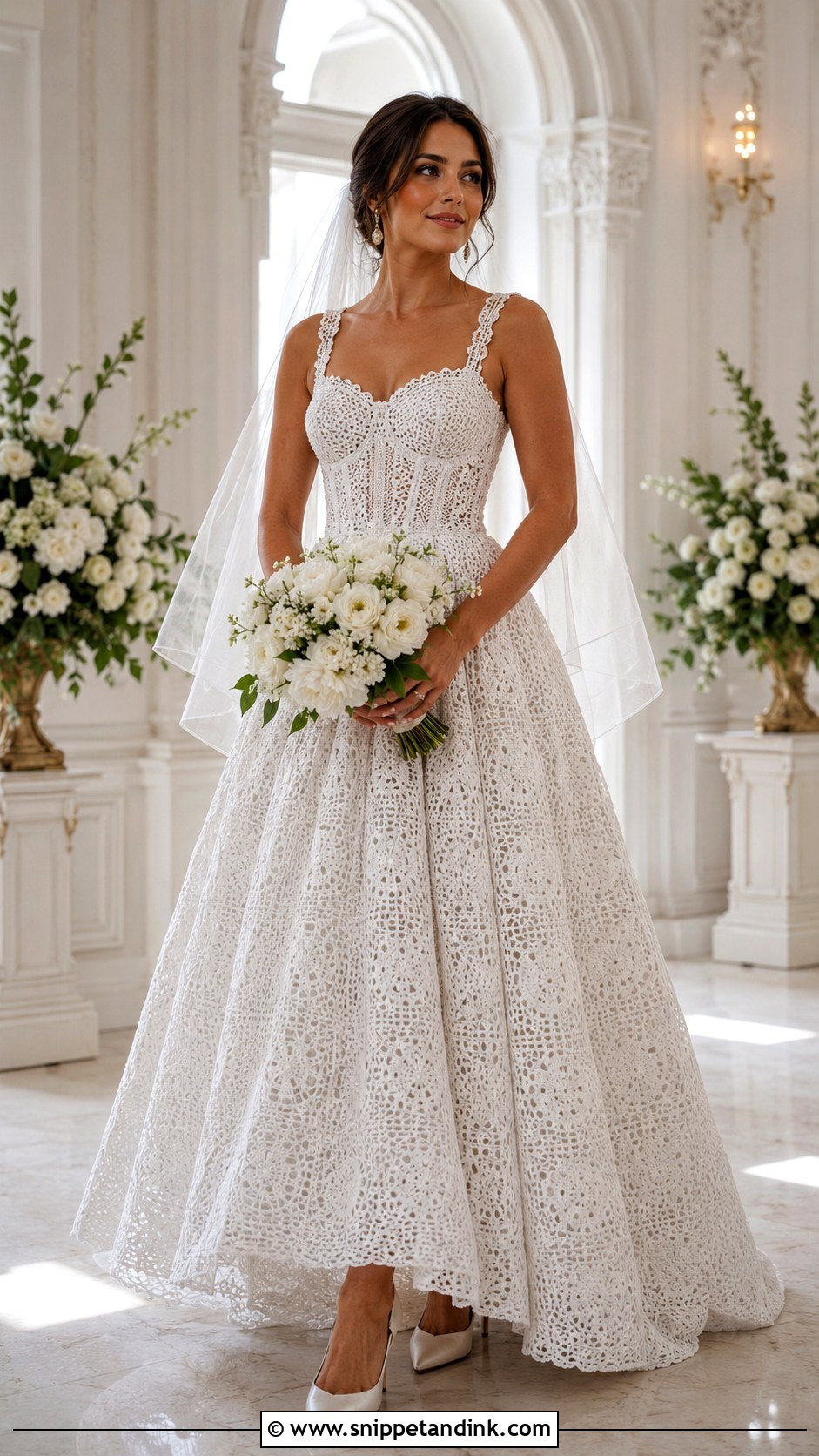 Crochet Wedding Dress With Corset Bodice - Snippet and Ink - 20 Crochet Wedding Dresses