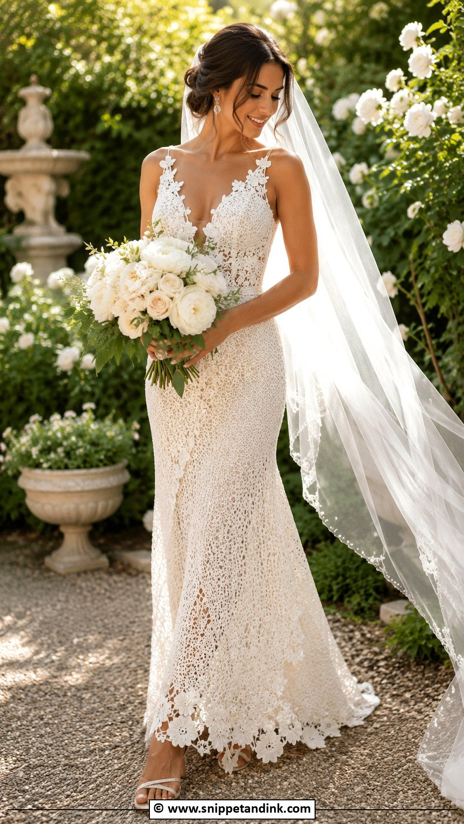 Crochet Wedding Dress With Floral Applique - Snippet and Ink - 30 Crochet Wedding Dress Ideas