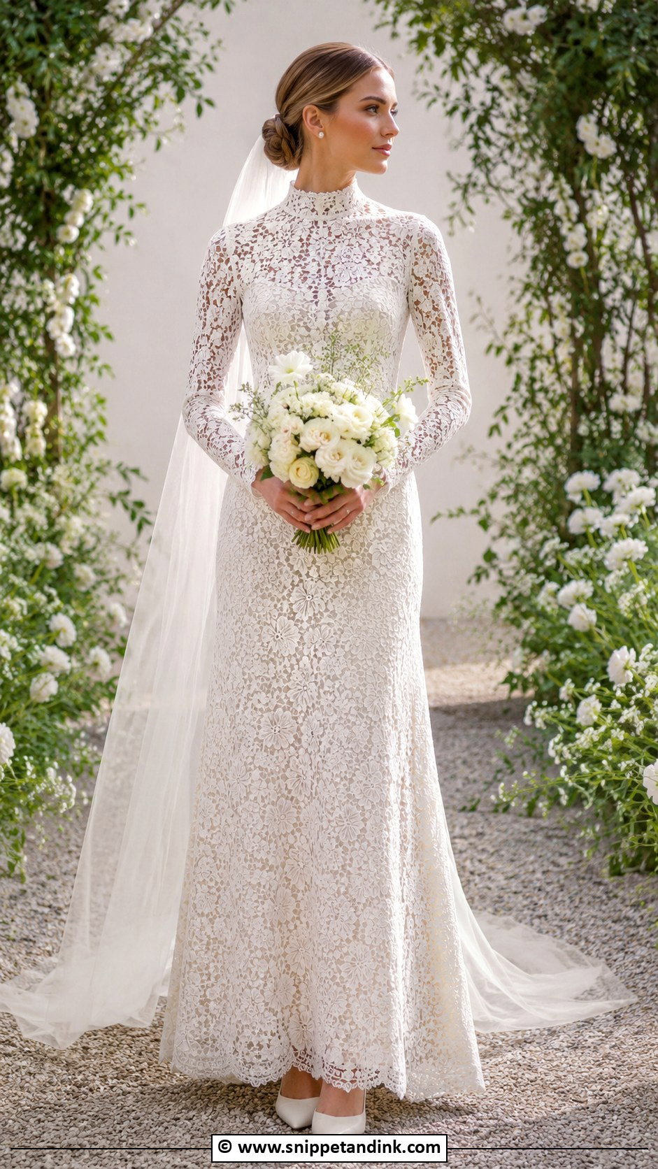 Crochet Wedding Dress With High Neck - Snippet and Ink - 30 Crochet Wedding Dress Ideas