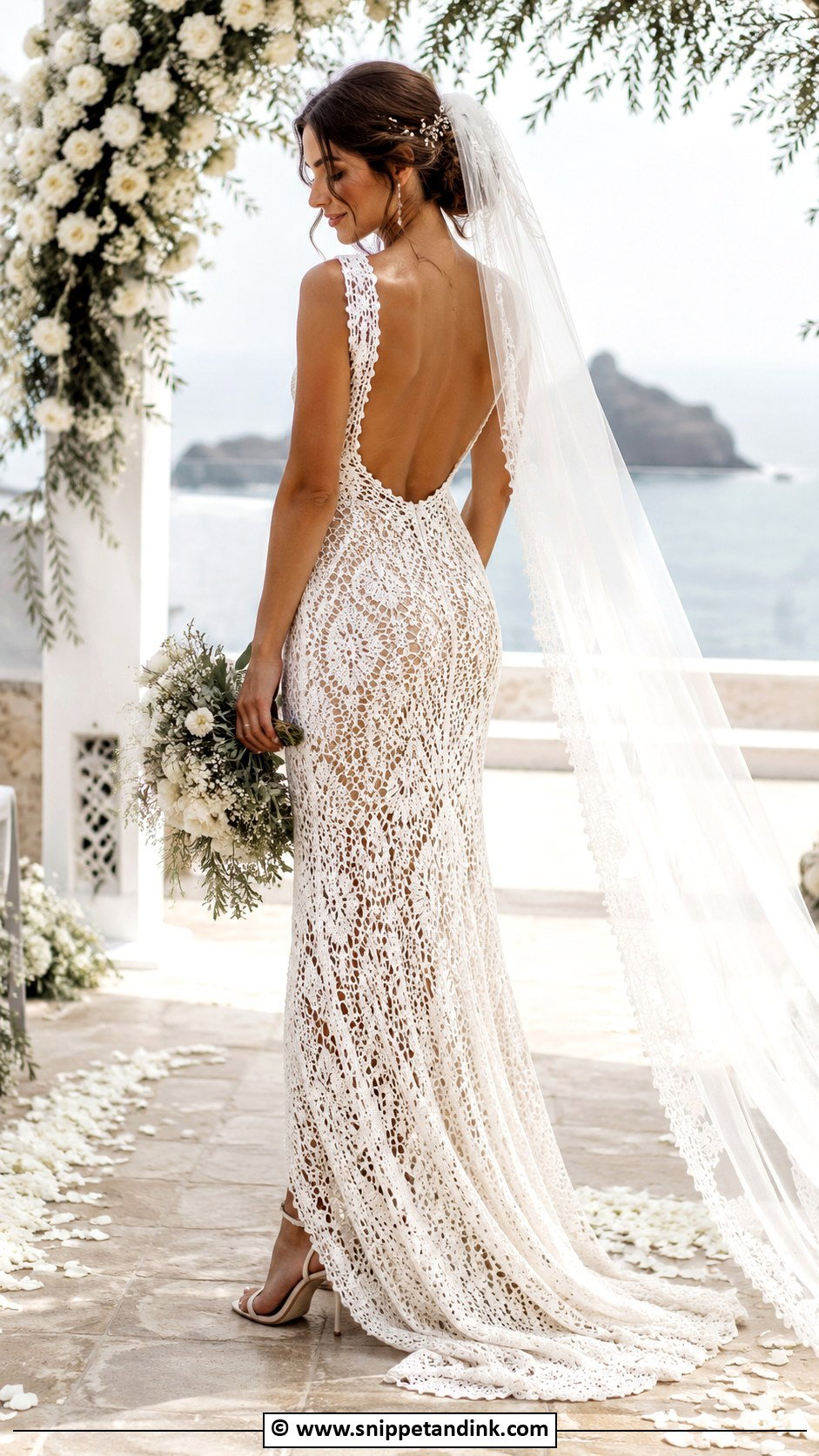Crochet Wedding Dress With Open Back - Snippet and Ink - 30 Crochet Wedding Dress Ideas