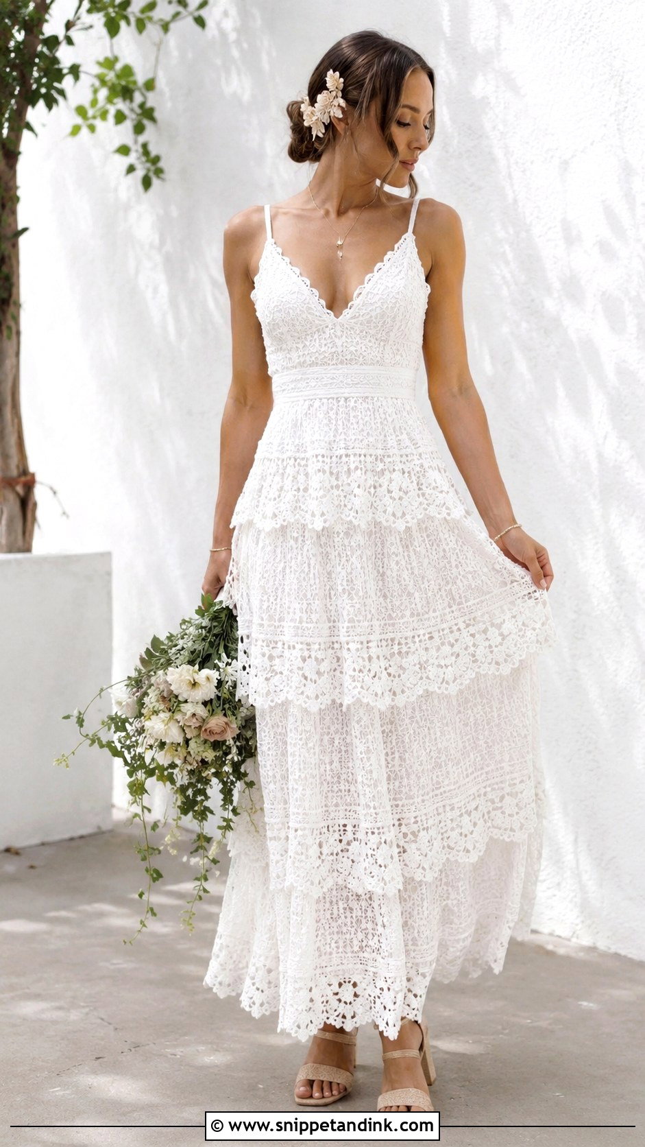 Crochet Wedding Dress With Tiered Skirt - Snippet and Ink - 20 Crochet Wedding Dresses