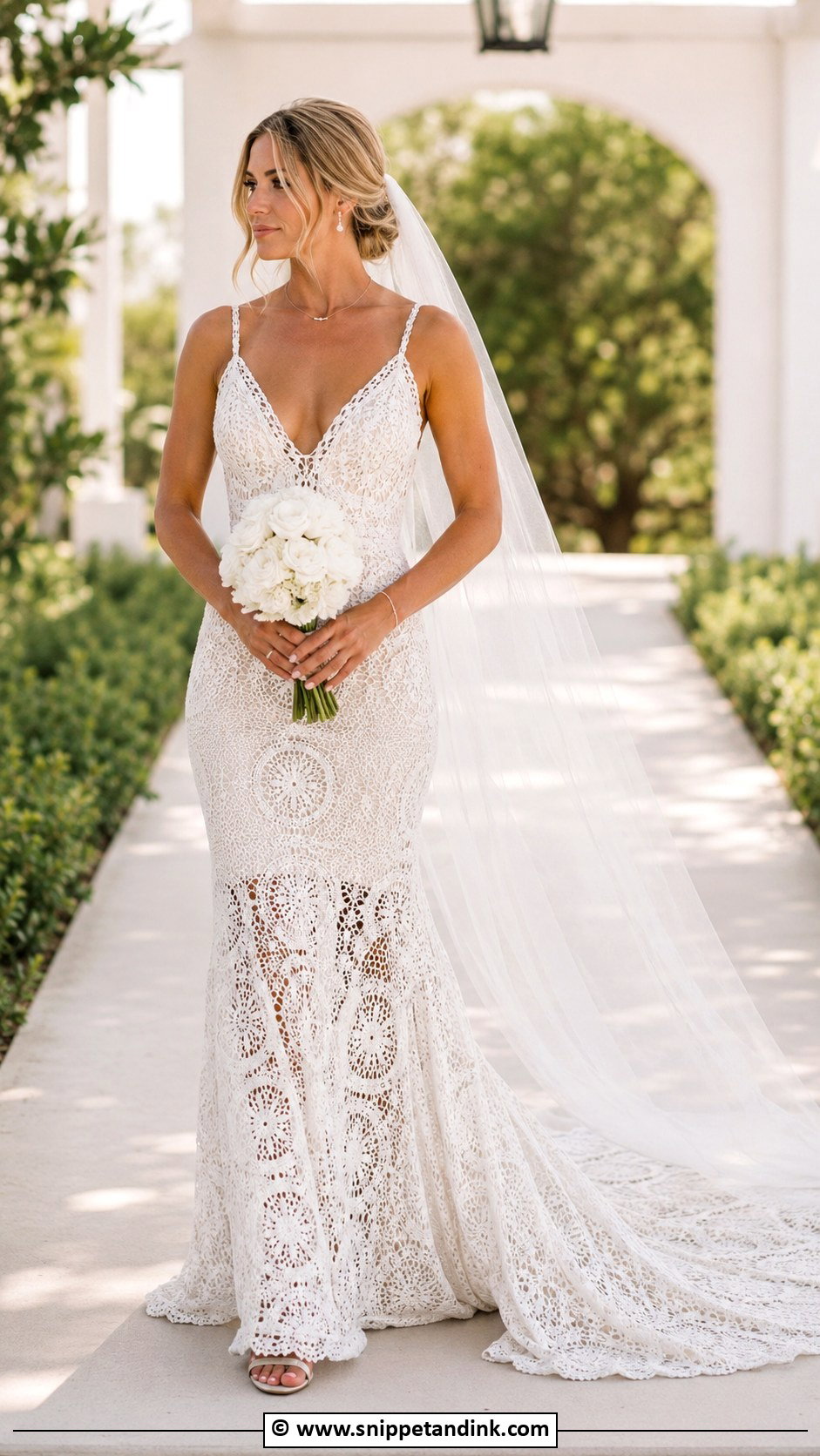 Crochet Wedding Dress With Train - Snippet and Ink - 30 Crochet Wedding Dress Ideas