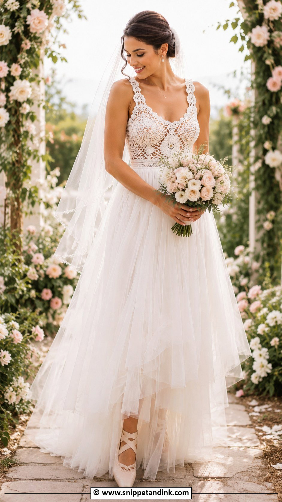 Crochet Wedding Dress With Tulle Skirt - Snippet and Ink - 30 Crochet Wedding Dress Ideas