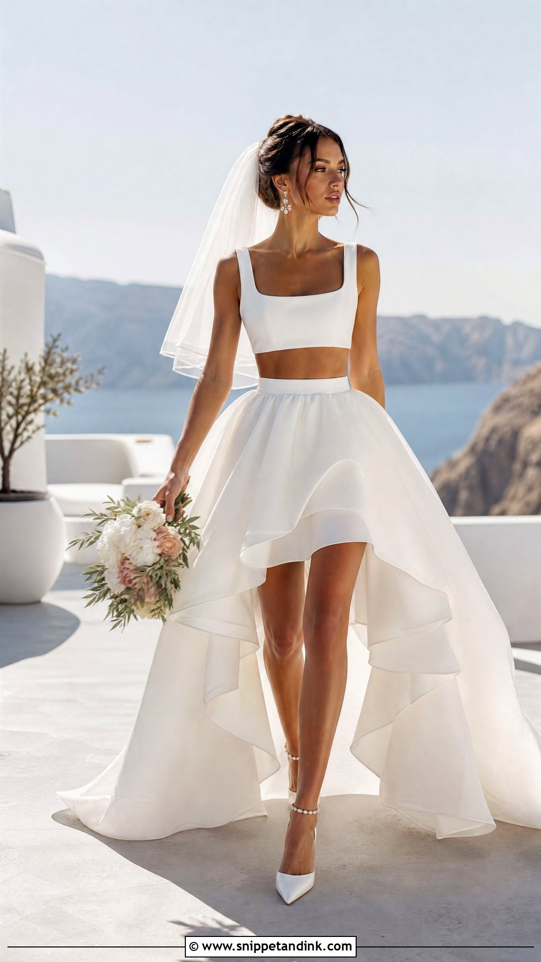 Crop Top And High Low Wedding Skirt - Snippet and Ink - 20 Two Piece Wedding Dresses