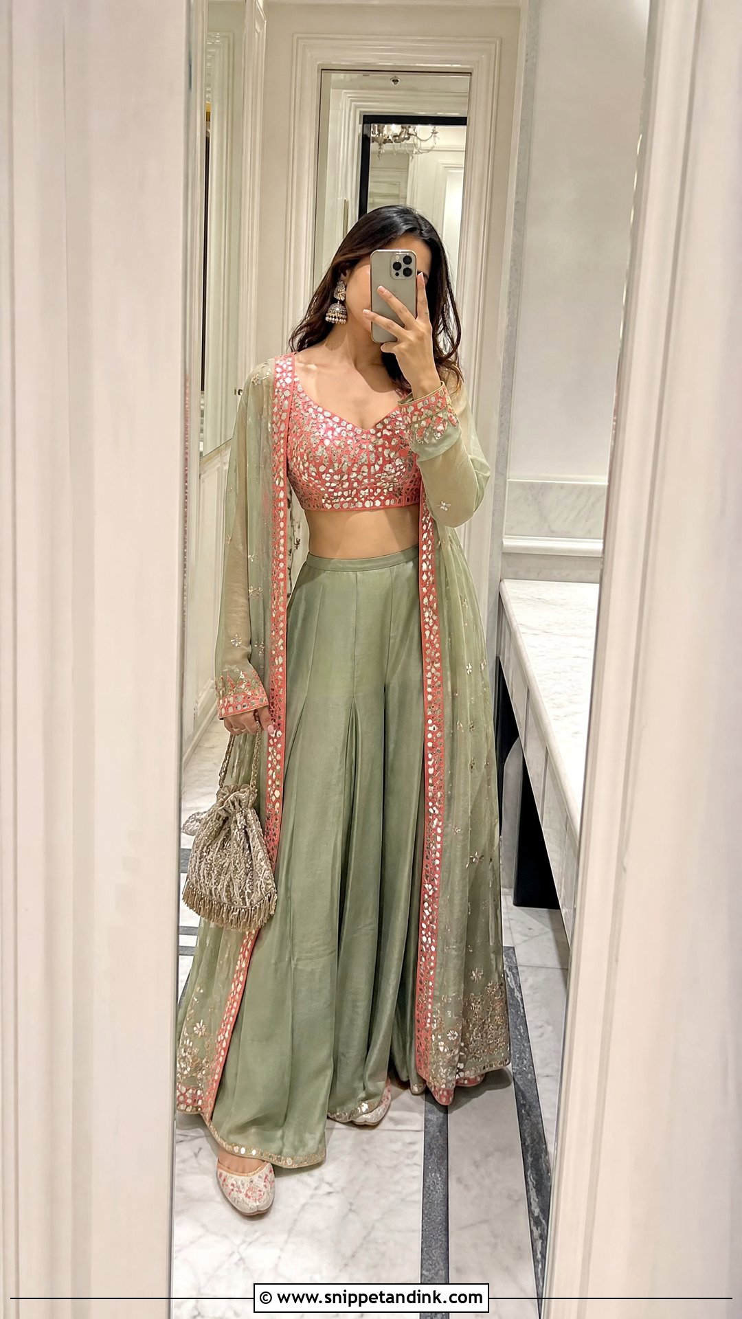 Crop Top And Palazzo Mehandi Outfit - Snippet and Ink - 20 Mehandi Ceremony Outfit Ideas