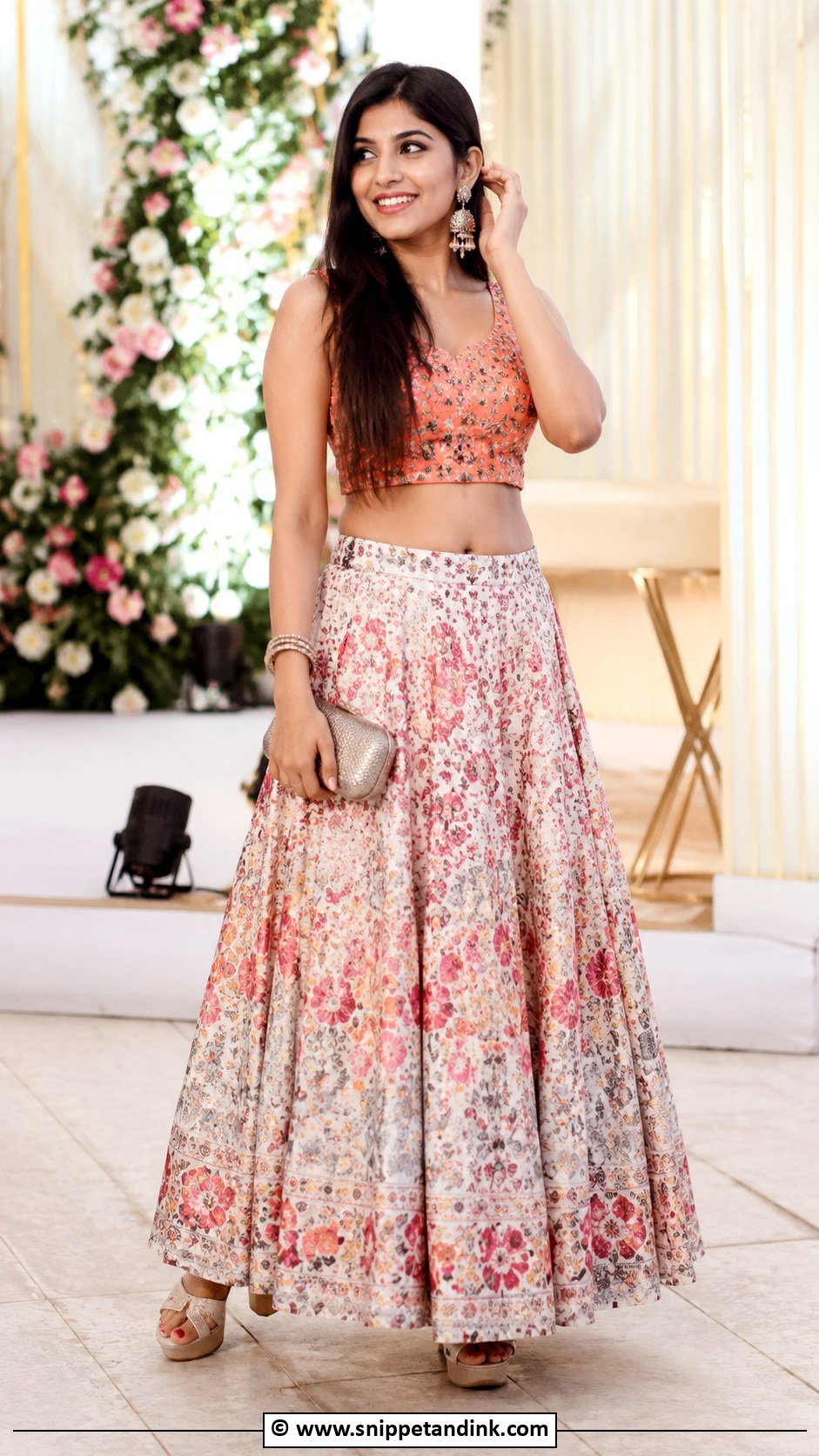 Crop Top And Skirt For Sangeet Night - Snippet and Ink - 35 Sangeet Night Outfit Ideas