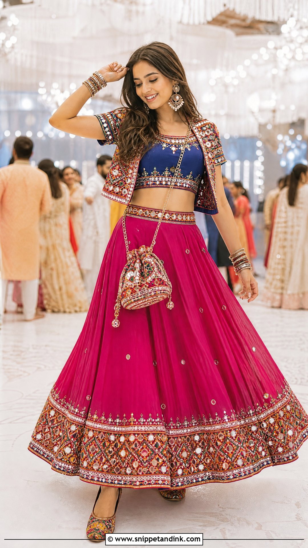 Crop Top And Skirt Wedding Garba Outfit - Snippet and Ink - 20 Wedding Garba Outfit Ideas