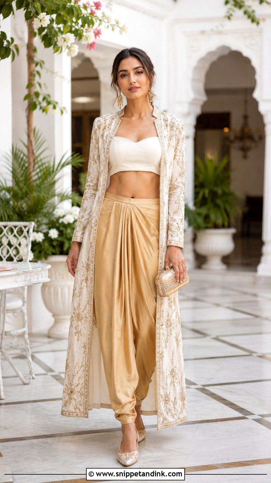 Crop Top Jacket And Dhoti Pants - Snippet and Ink - 20 Dhoti Style Dresses for Wedding