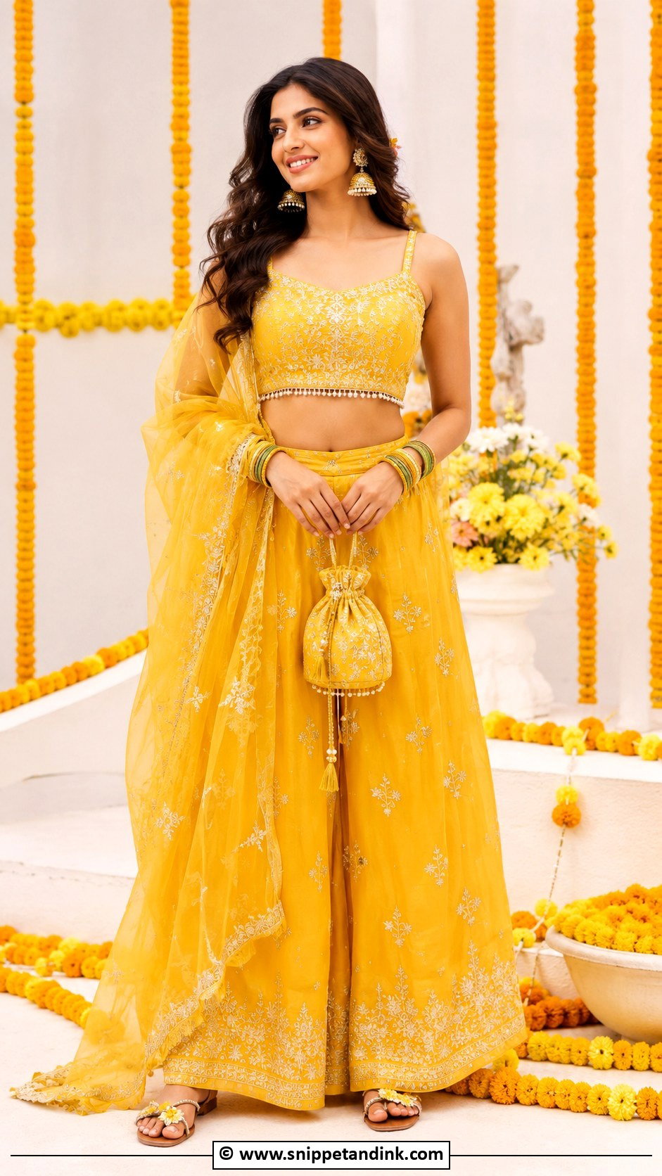 Crop Top Palazzo Haldi Outfit - Snippet and Ink - 30 Haldi Outfits for Women