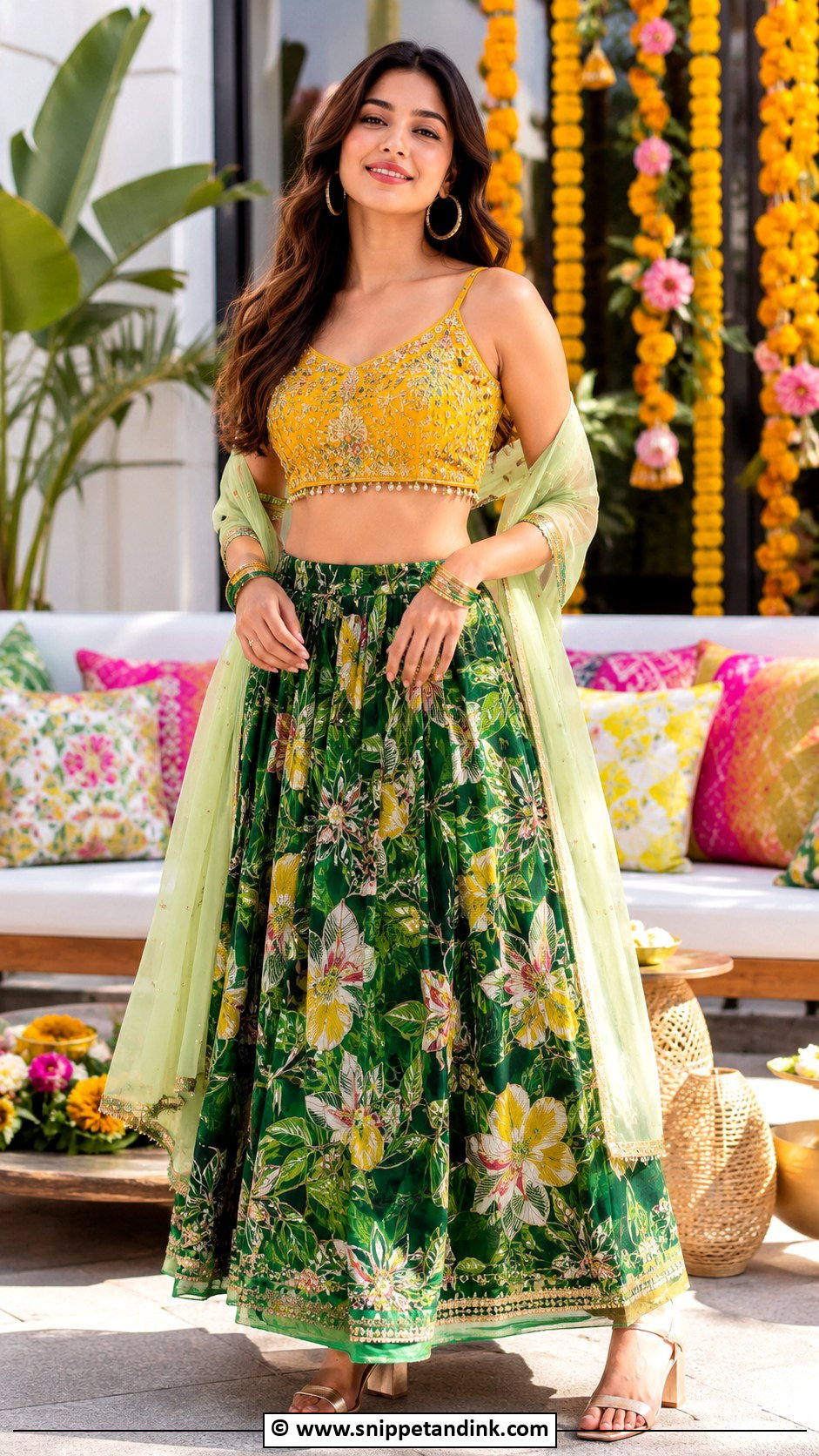 Crop Top Skirt For Mehandi - Snippet and Ink - 25 Mehandi Outfit Ideas