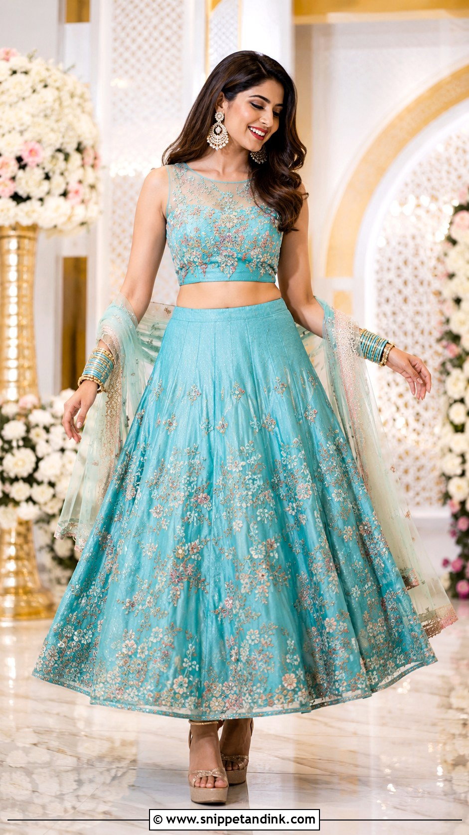 Crop Top Skirt For Sangeet - Snippet and Ink - 25 Indian Best Friend Wedding Outfit Ideas