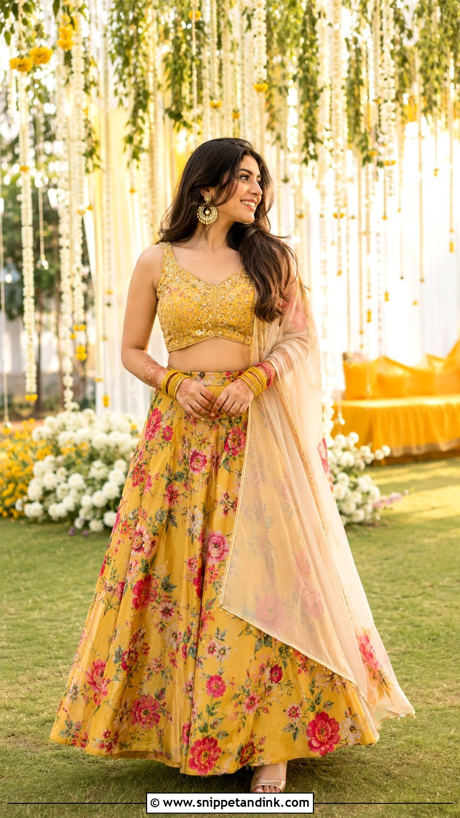Crop Top Skirt Mehendi Outfit - Snippet and Ink - 30 Mehendi Dress Outfits