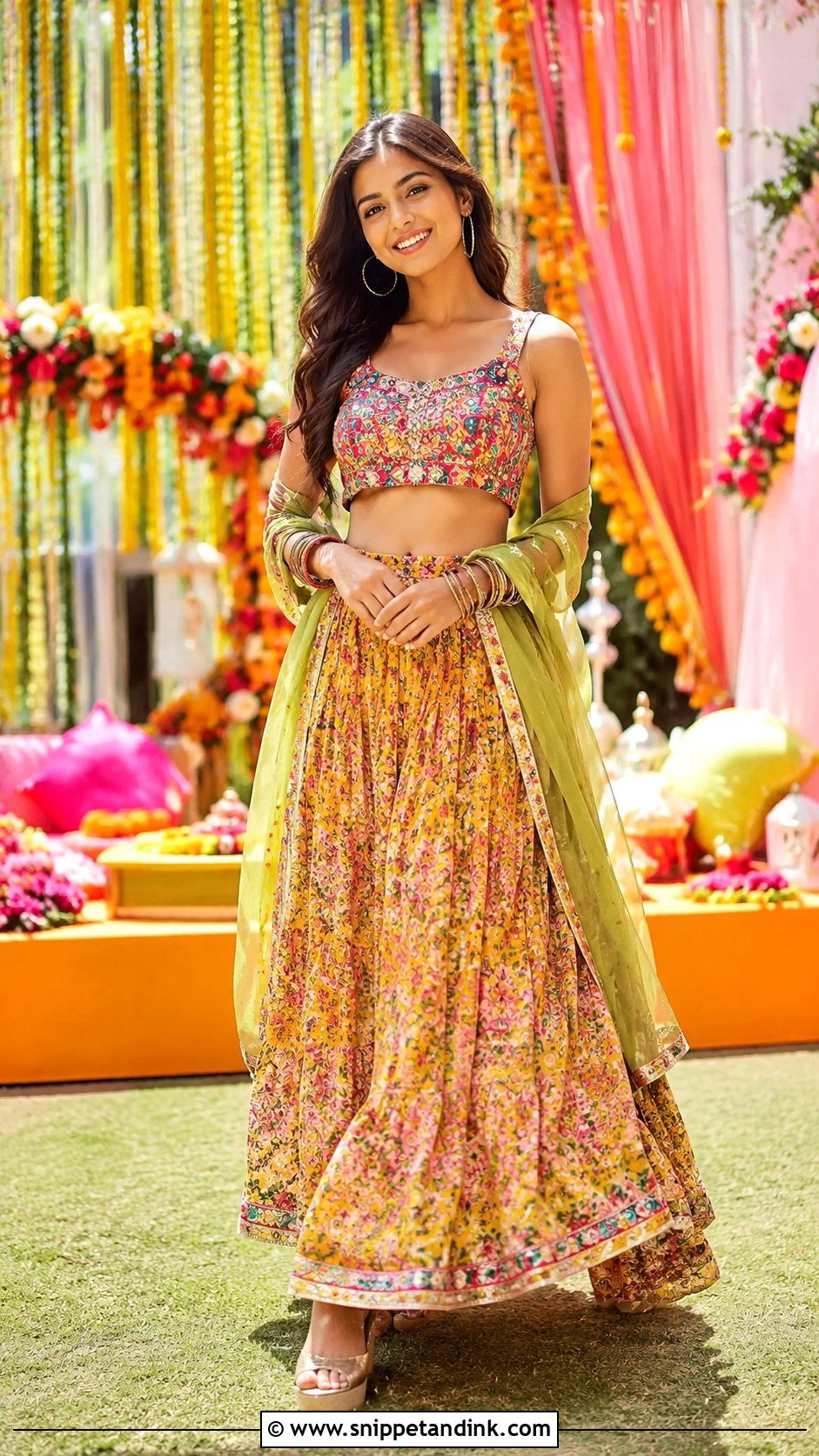 Crop Top Skirt Mehendi Outfit - Snippet and Ink - 35 Mehendi Outfits