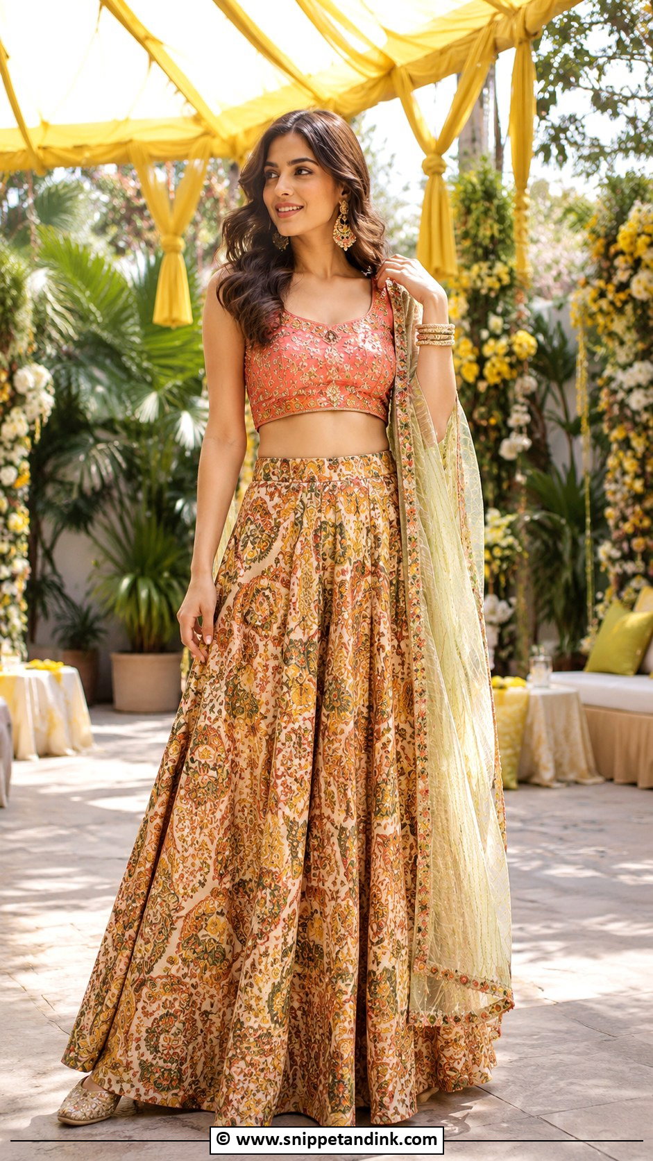 Crop Top Skirt Mehndi Outfit - Snippet and Ink - 30 Mehandi Dresses Mehndi Outfit
