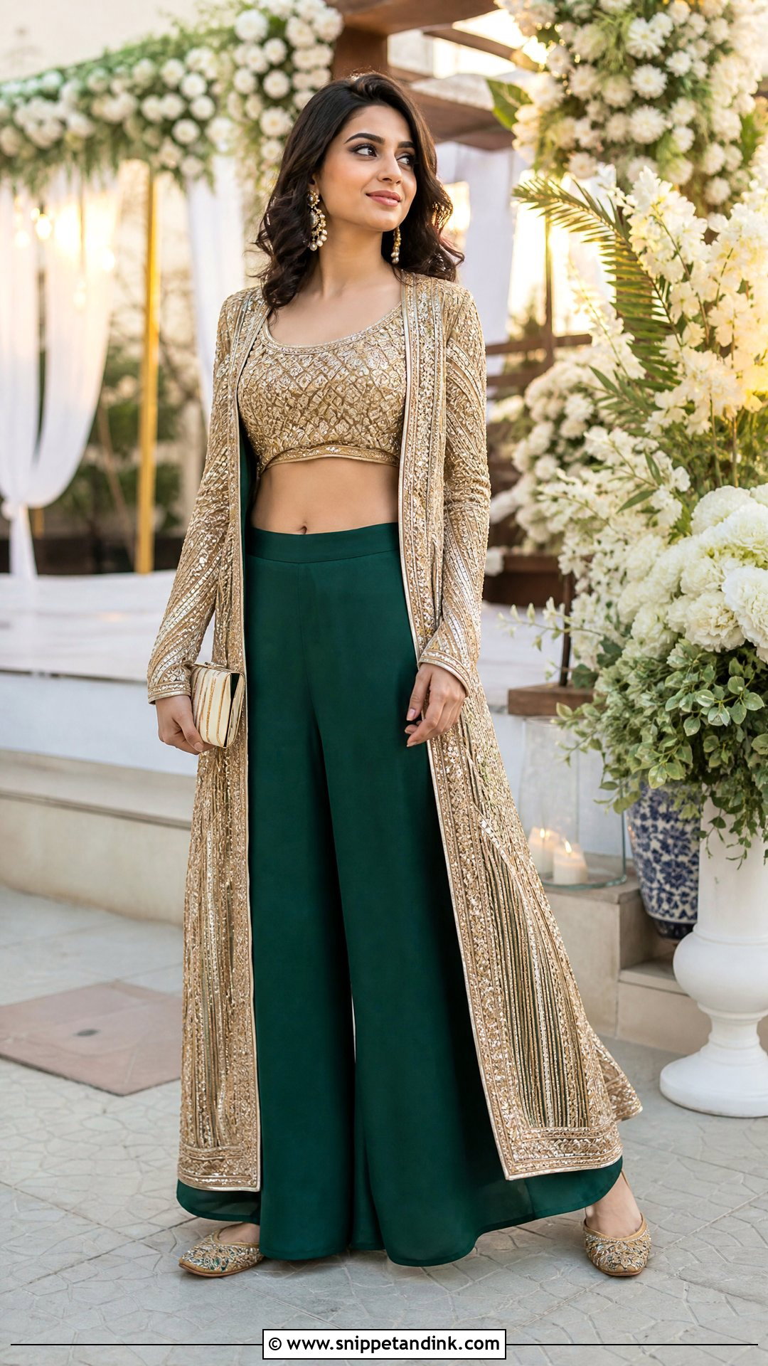 Crop Top and Palazzo Set for Sangeet - Snippet and Ink - 20 Outfits for Sangeet Indian Weddings