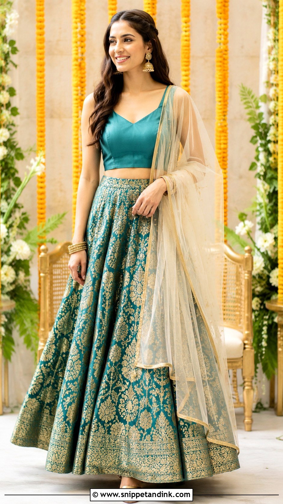 Crop Top and Palazzo for Mehendi Function - Snippet and Ink - 25 Outfit for Mehendi Function Ideas