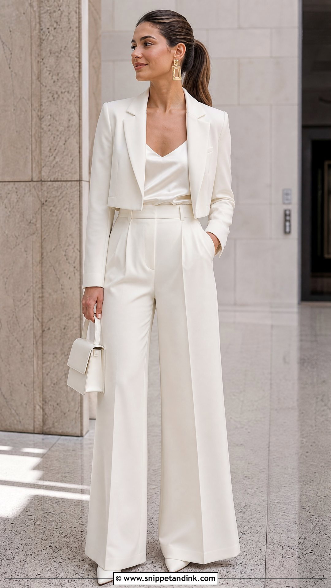 Cropped Blazer Bridal Pantsuit - Snippet and Ink - 20 Wedding Dress with Pants Ideas