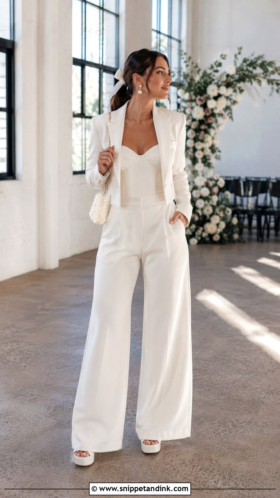 Cropped Blazer Wedding Dress Pantsuit - Snippet and Ink - 20 Wedding Dress Pantsuit Ideas