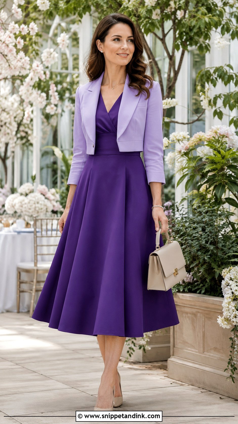 Cropped Blazer With Fit and Flare Dress - Snippet and Ink - 20 Blazer for Wedding Ideas
