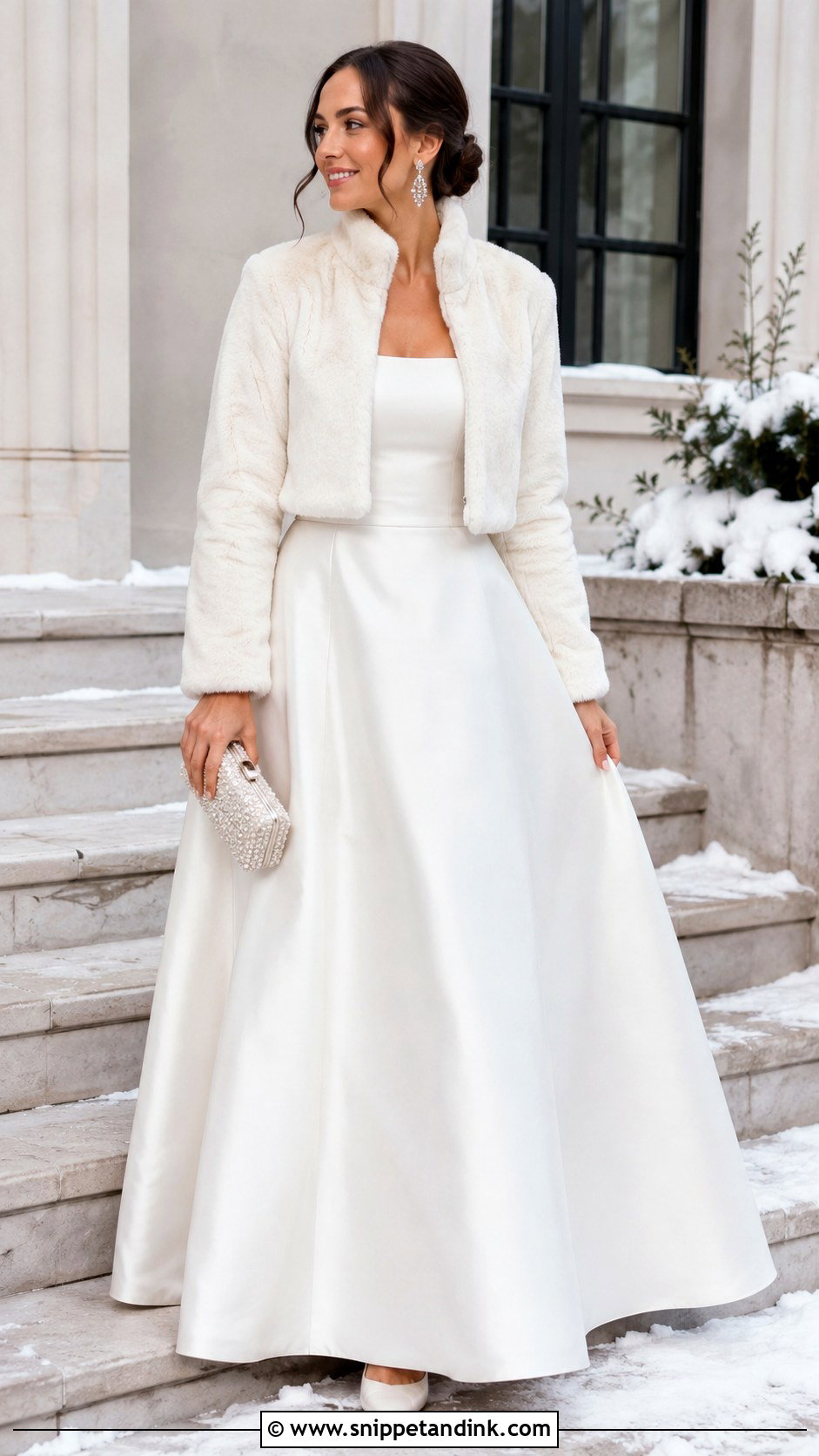 Cropped Bridal Faux Fur Jacket - Snippet and Ink - 20 Winter Wedding Coat Ideas
