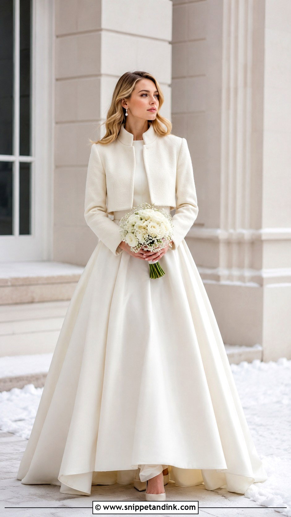Cropped Bridal Jacket - Snippet and Ink - 25 Bridal Coat Ideas