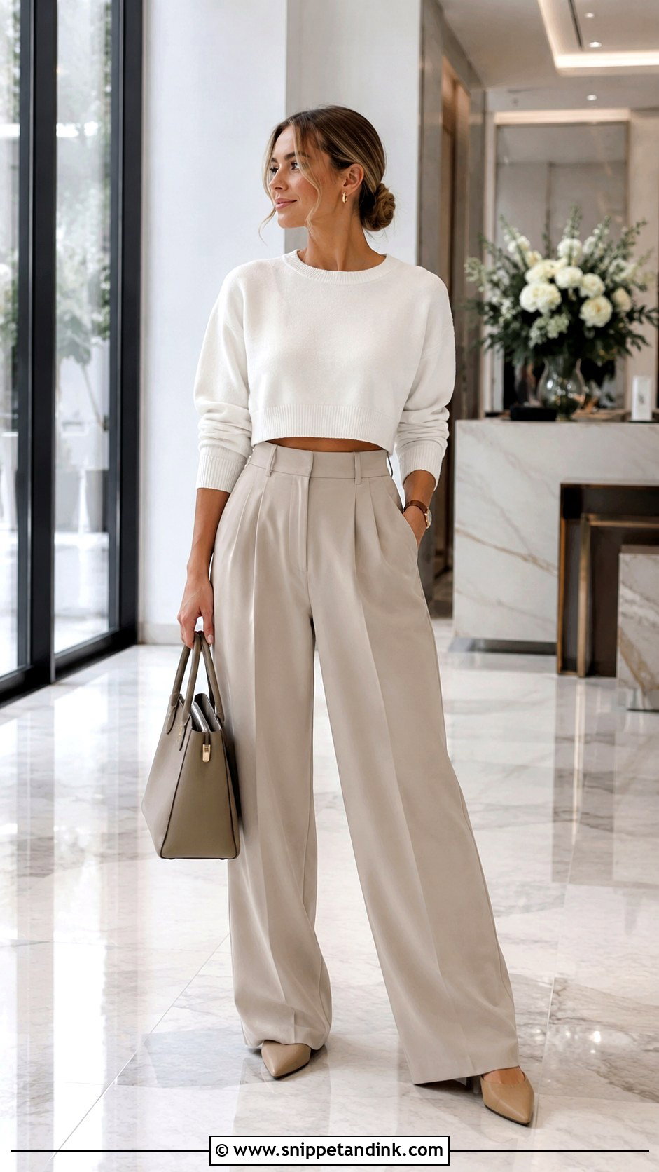 Cropped Bride Crewneck With Tailored Trousers - Snippet and Ink - 20 Bride Crewneck Ideas