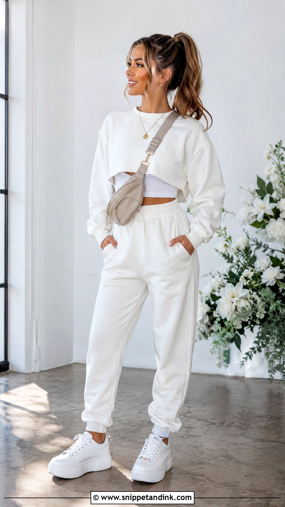 Cropped Bride Sweat Suit With High Waisted Joggers - Snippet and Ink - 20 Bride Sweat Suit Ideas