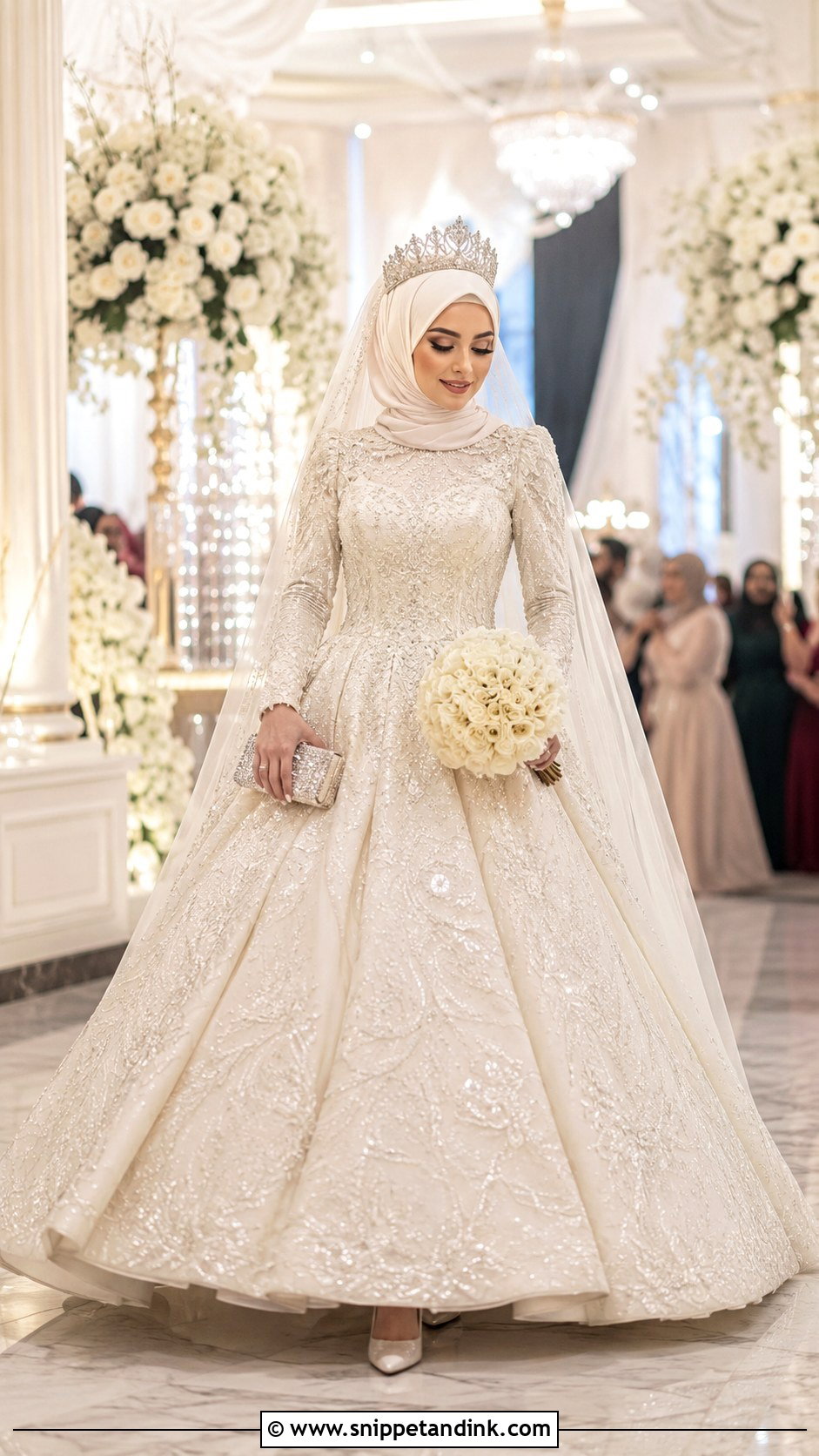 Crown Hijab Bridal Look - Snippet and Ink - 25 Hijab Bridal Look Ideas