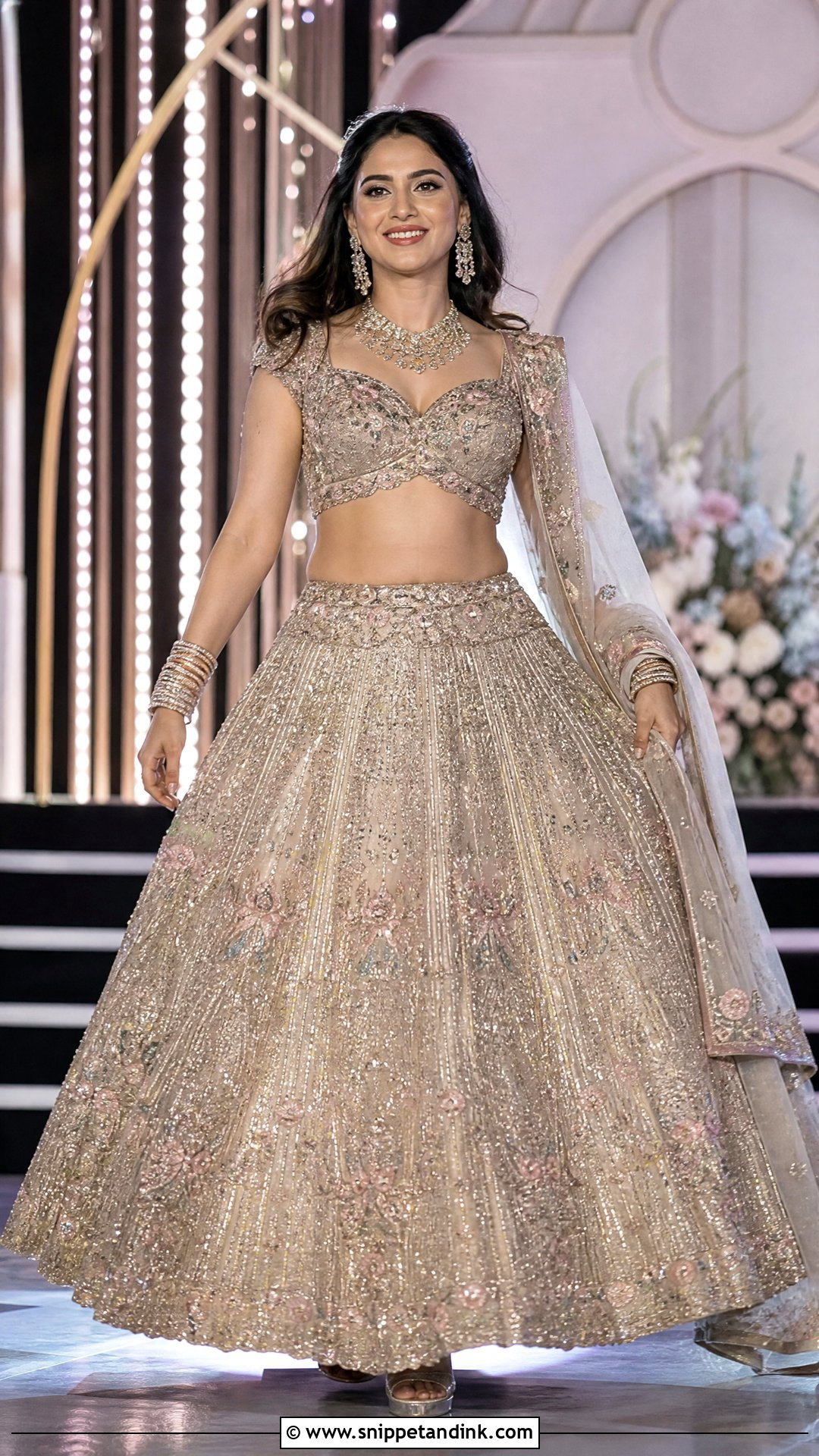 Crystal Abu Jani Sandeep Khosla Sangeet Lehenga - Snippet and Ink - 20 Radhika Merchant Wedding Outfits