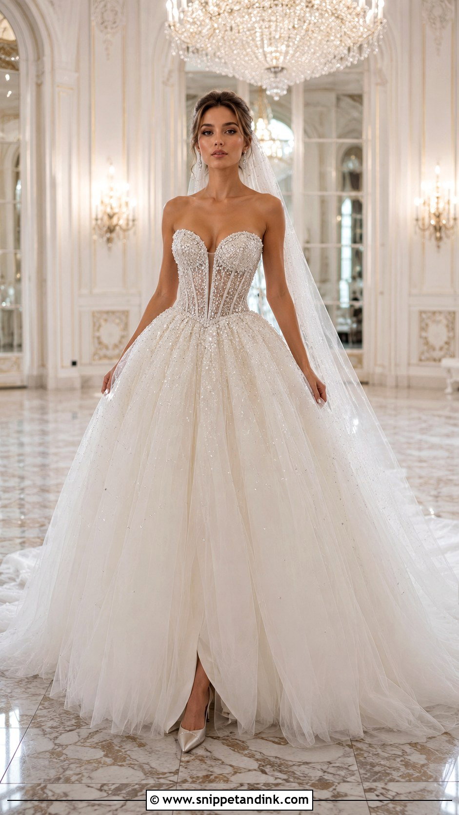 Crystal Ball Gown Wedding Dress - Snippet and Ink - 20 Glam Wedding Dresses