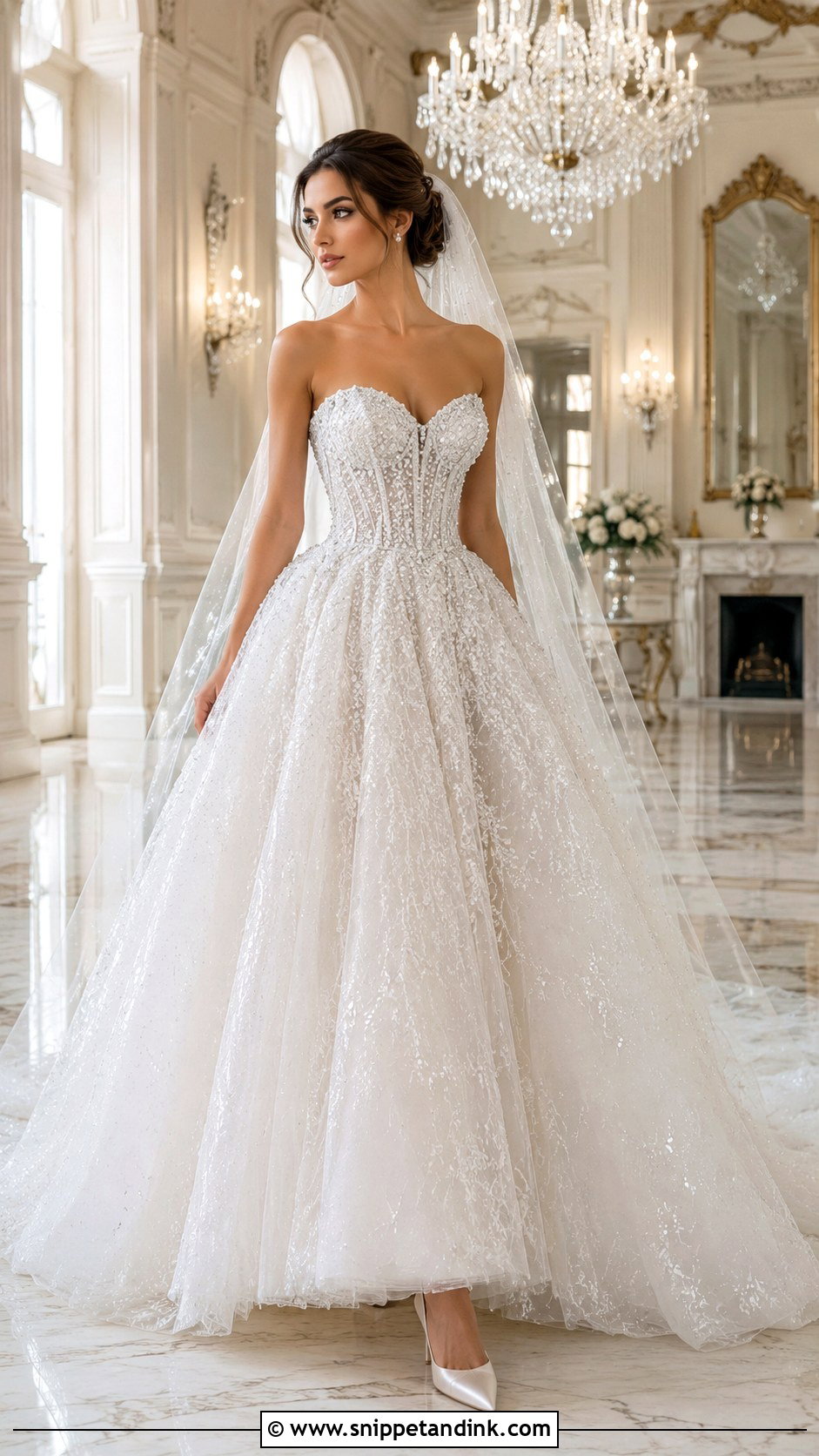 Crystal Beaded Ball Gown Wedding Dress - Snippet and Ink - 20 Bling Sparkle Wedding Dresses