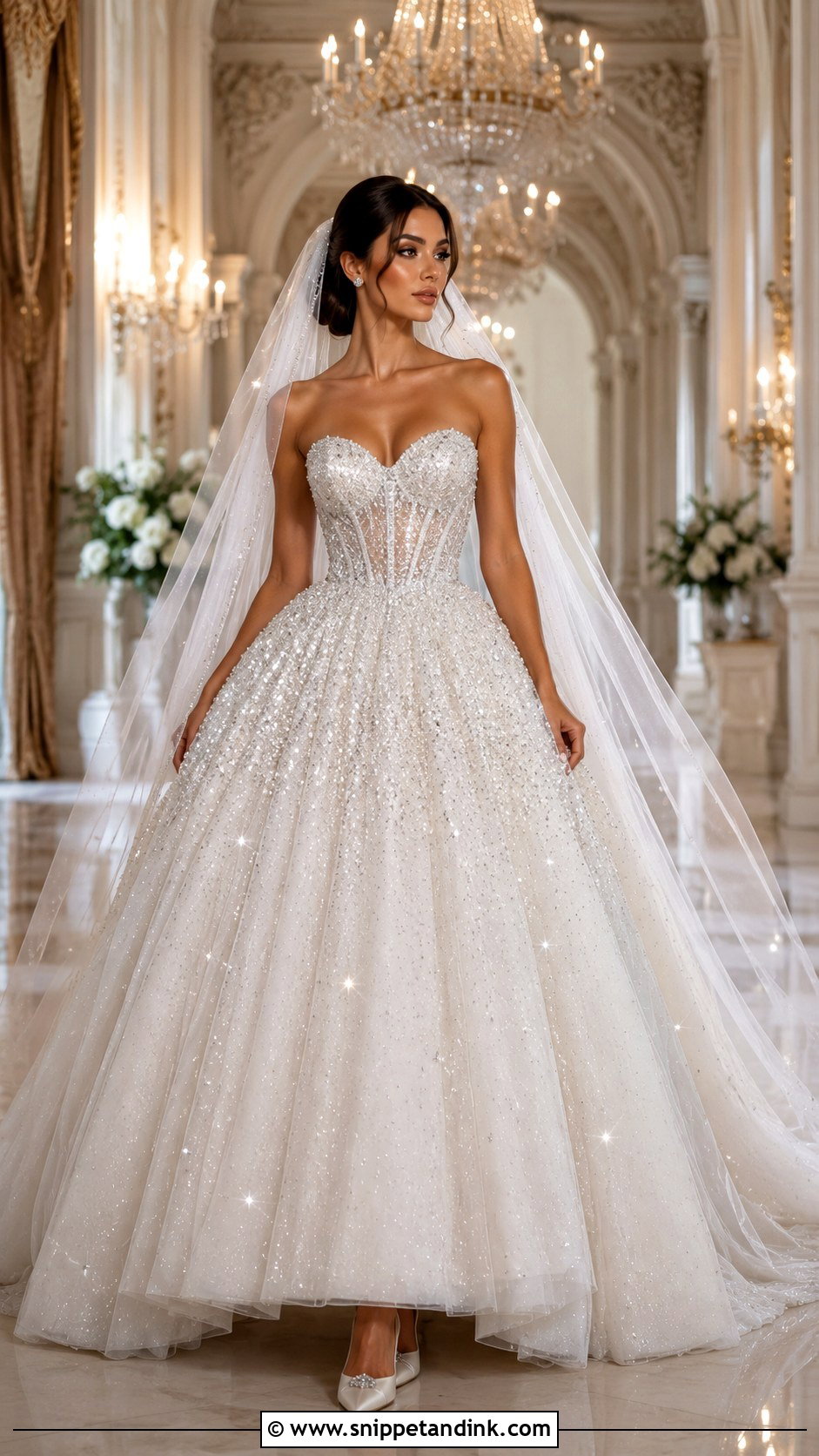 Crystal Beaded Ball Gown Wedding Dress - Snippet and Ink - 20 Jeweled Wedding Dress Ideas