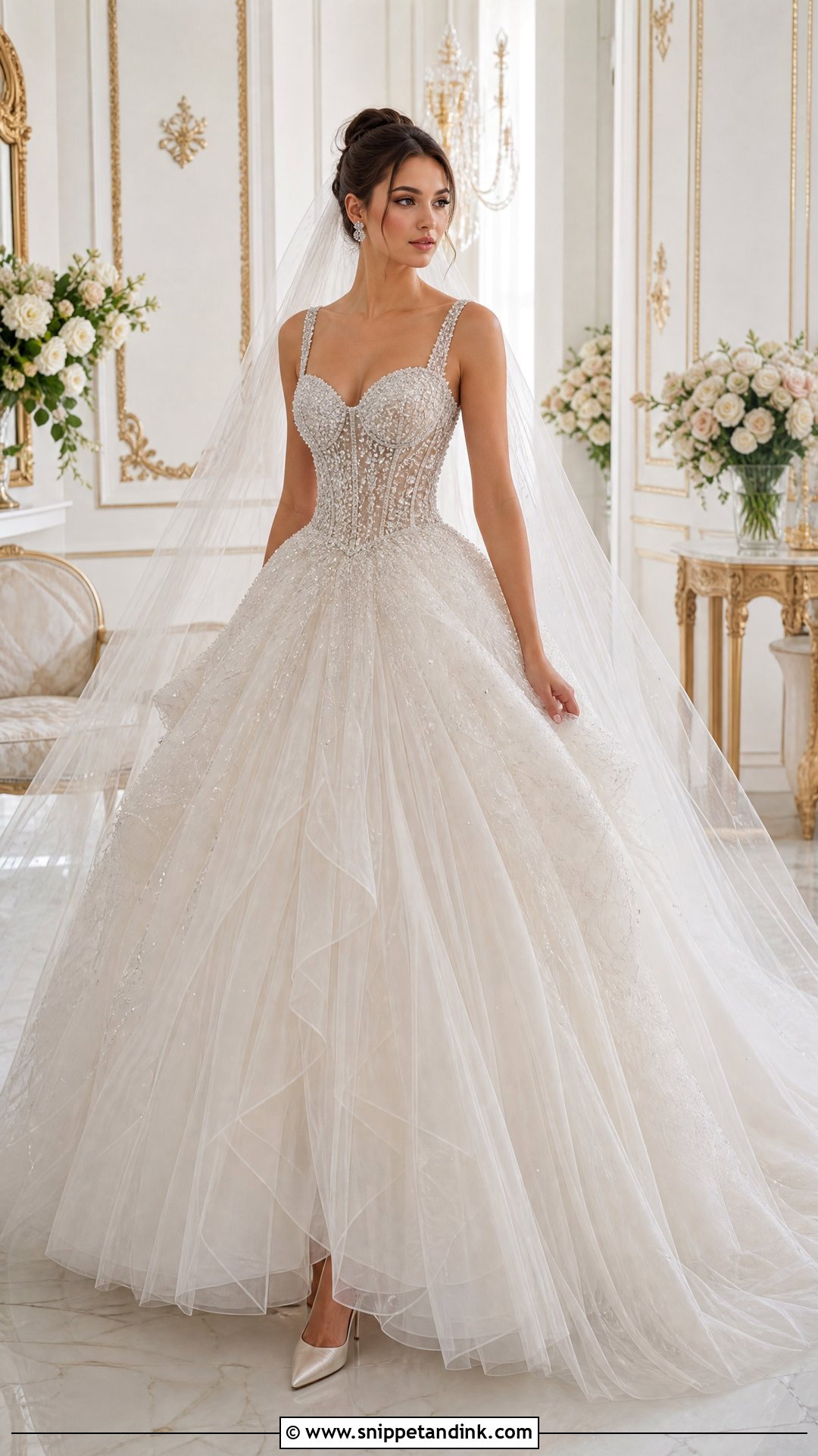 Crystal Beaded Ball Gown Wedding Dress - Snippet and Ink - 20 Wedding Dress Crystals Ideas