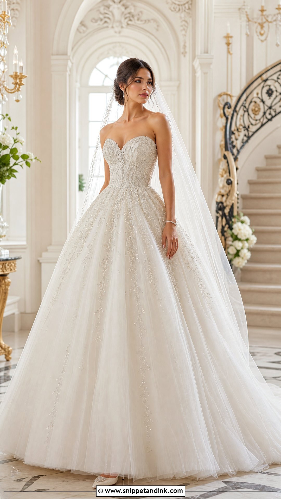 Crystal Beaded Ball Gown Wedding Dress - Snippet and Ink - 25 Crystal Beaded Wedding Dress Ideas