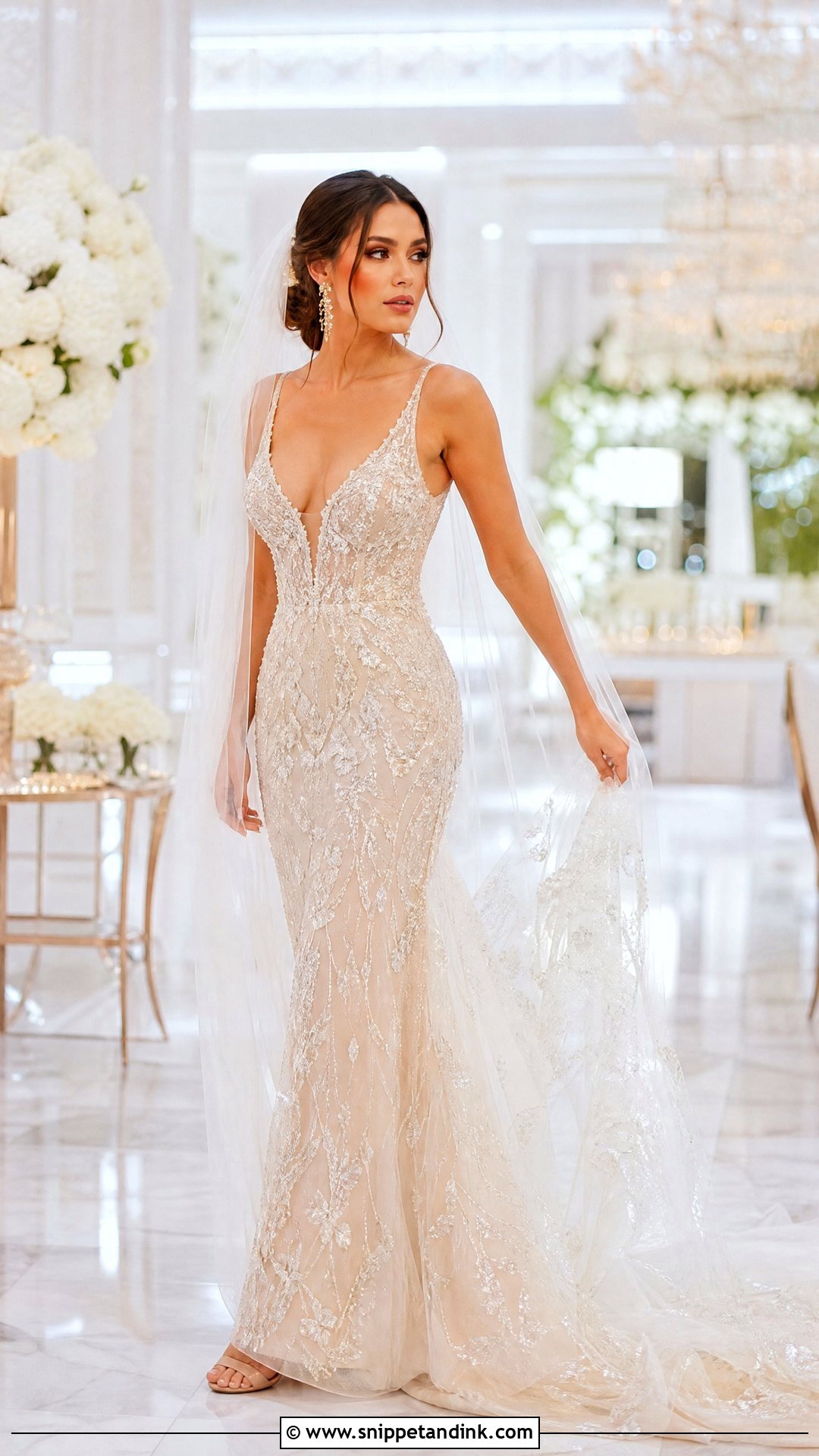 Crystal Beaded Champagne Wedding Dress - Snippet and Ink - 25 Crystal Beaded Wedding Dress Ideas